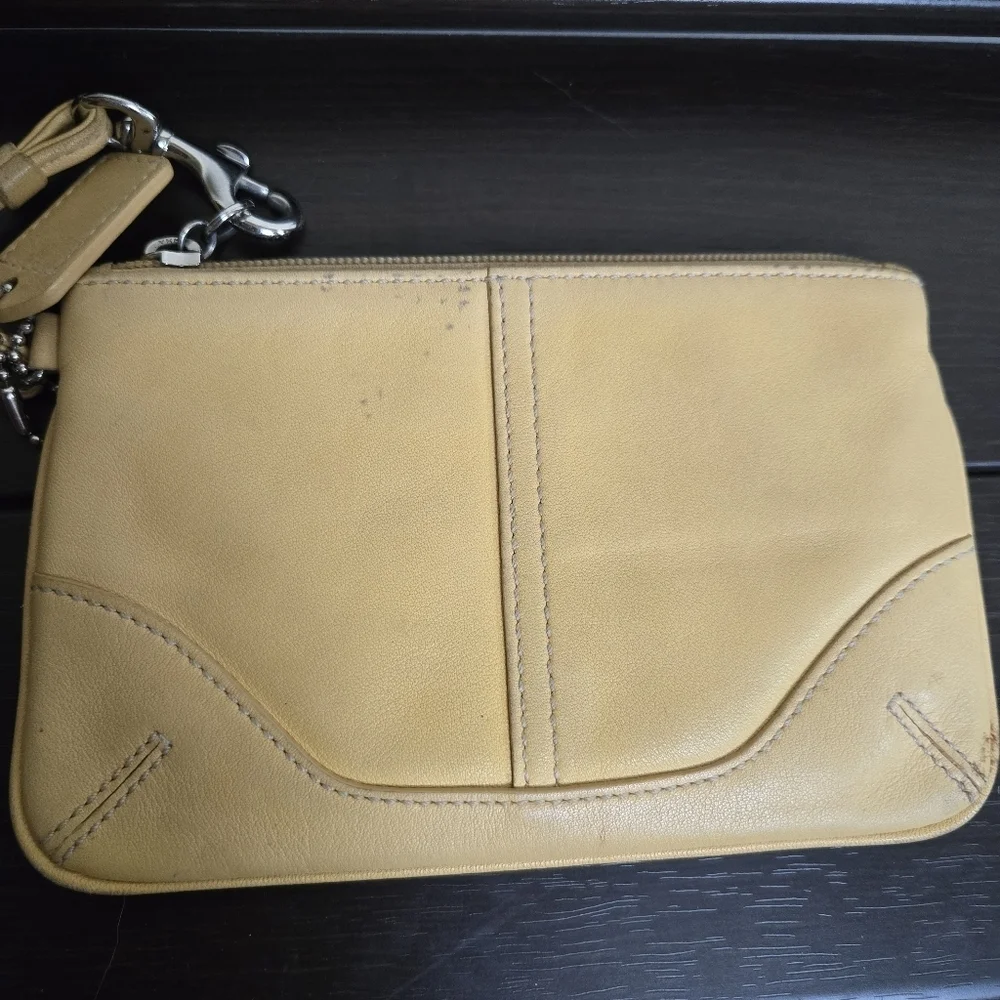 Coach yellow leather wristlet
